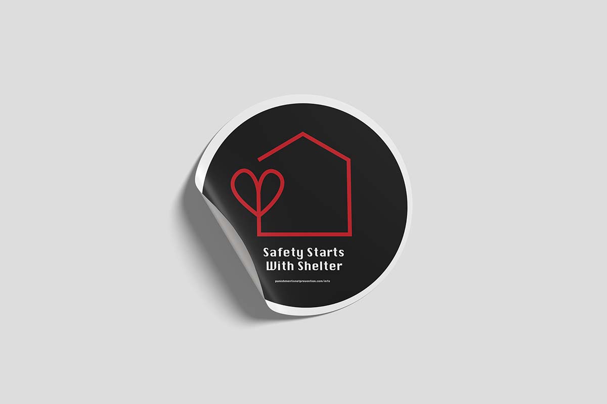 Campaign sticker using a house icon to represent housing support