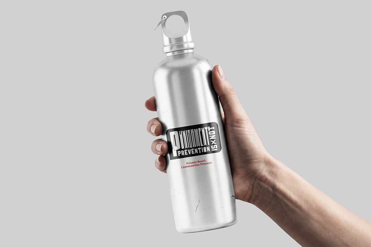 Campaign logo applied to a black water bottle