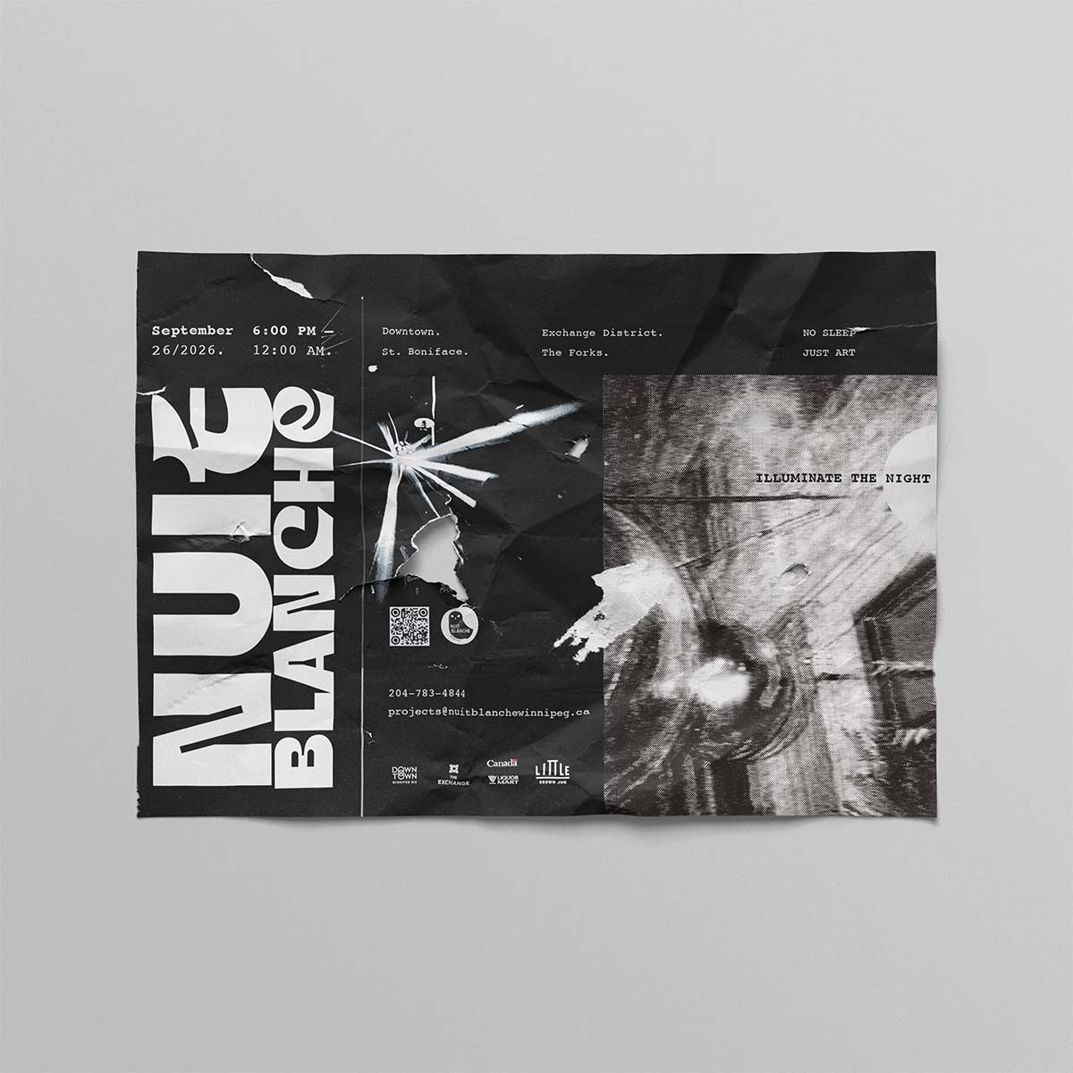black and white Nuit Blanche print advertisement