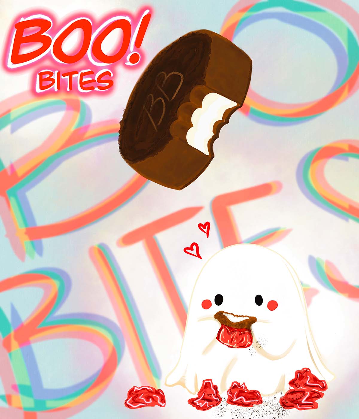 ghost eating chocolate
